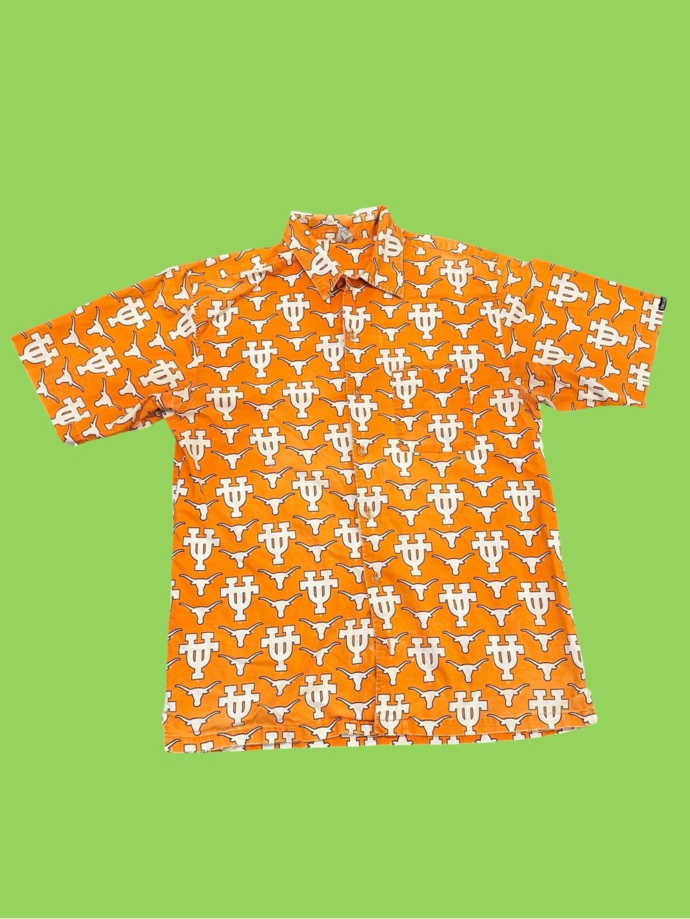 Vintage Y2K Texas Longhorns UT All Over Print Button Up Shirt XL Broad Bay NCAA